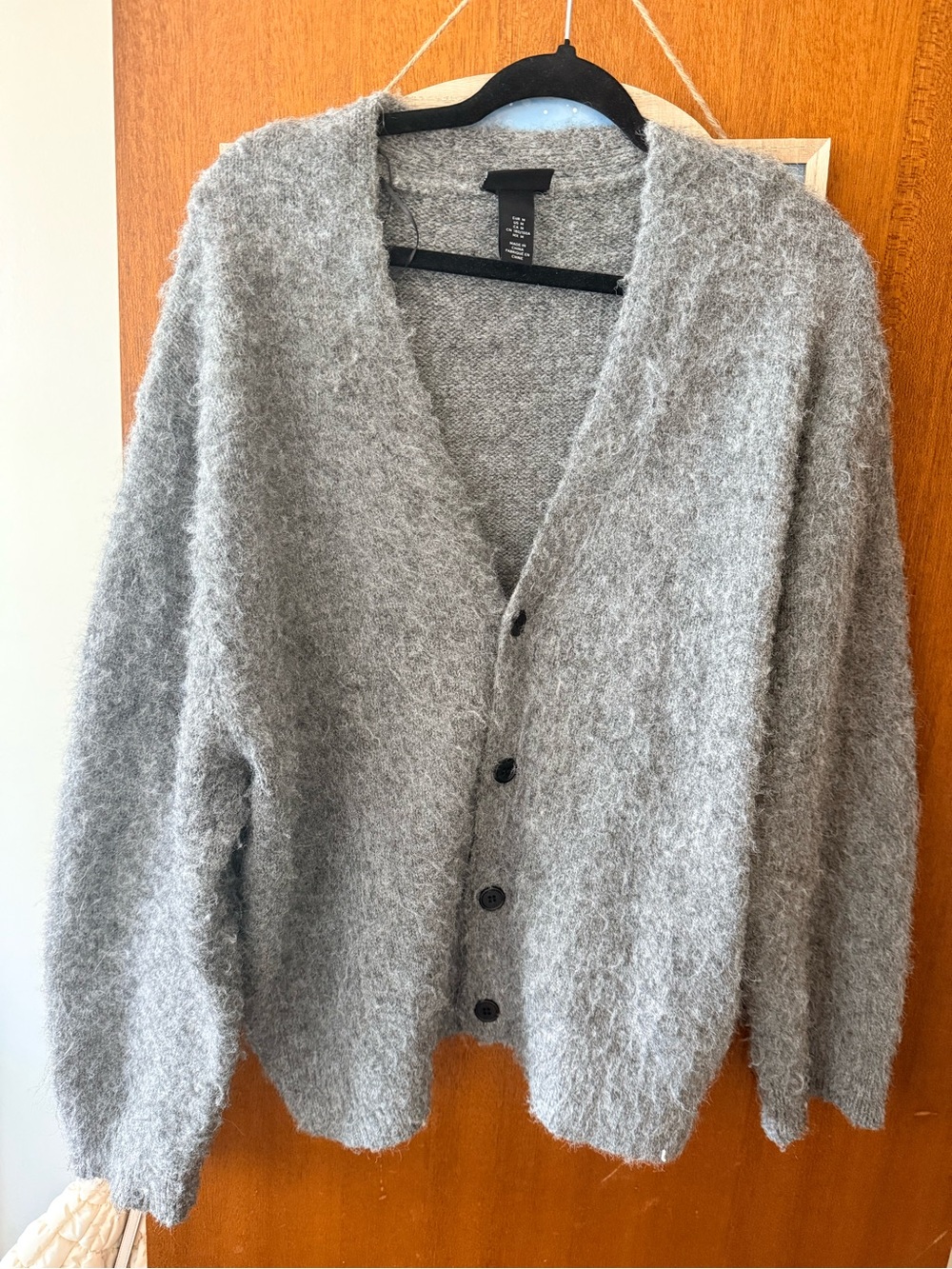 H&M Cozy Fuzzy Gray Button Cardigan